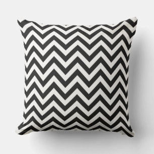 Large black & white zig zag stripe outdoor pillow