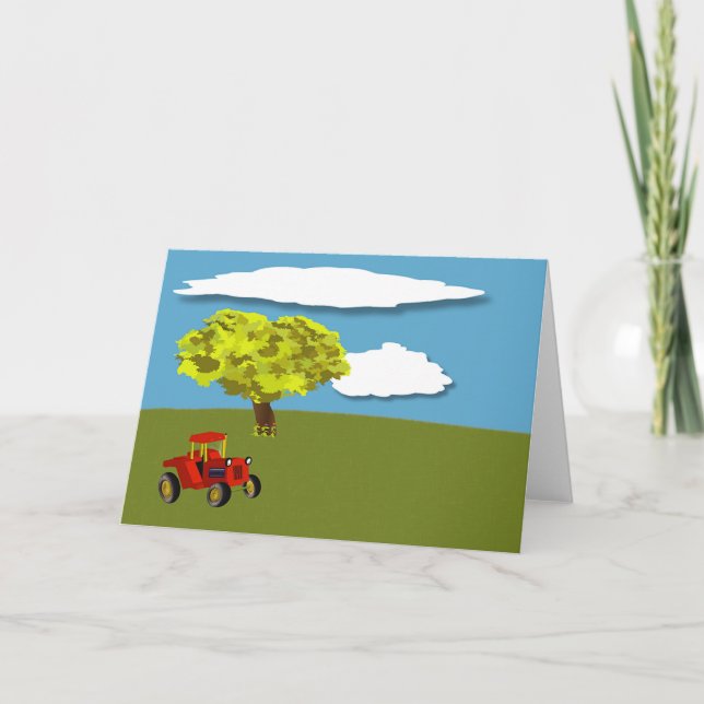 Large blank notecard with tractor. (Front)