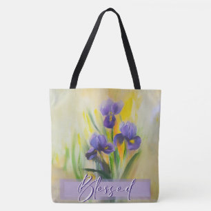 Large Blessed Iris tote Bag