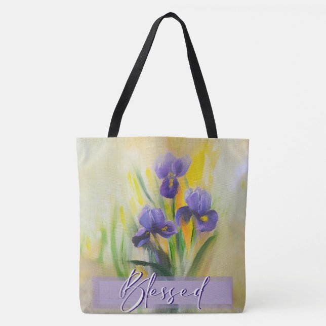Large Blessed Iris tote Bag (Front)