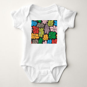 Large Blossoms Retro Floral Seamless Baby Bodysuit