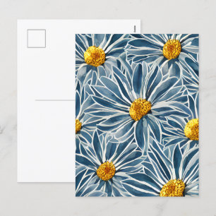 Large Blue and yellow Flowers Holiday Postcard