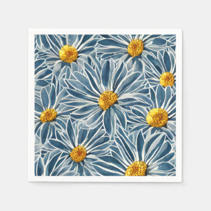 Large Blue and yellow Flowers Seamless Pattern Napkin