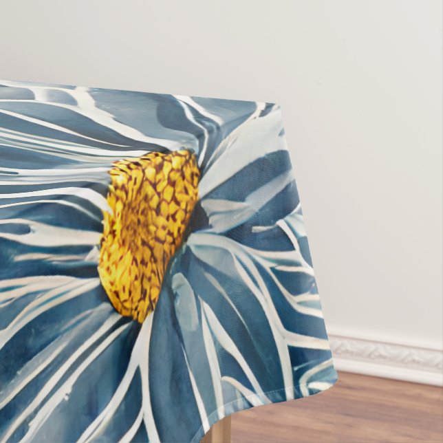 Large Blue and yellow Flowers Seamless Pattern Tablecloth (In Situ)
