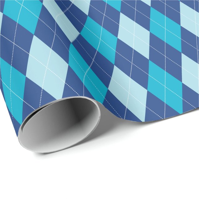 Large Blue Argyle Wrapping Paper (Roll Corner)