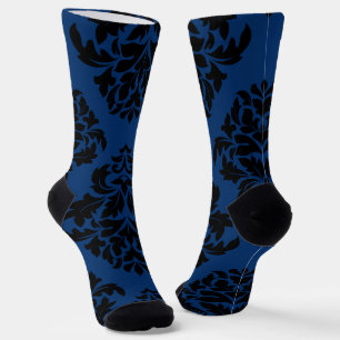 Large Blue Damask 2 Socks