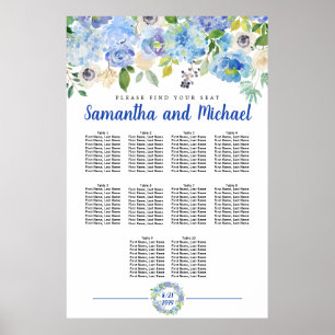 Large Blue Hydrangea 10-Table Seating Chart
