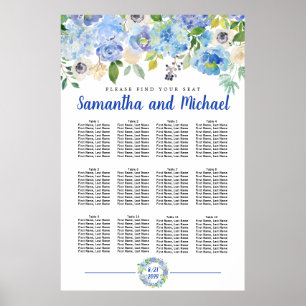 Large Blue Hydrangea 12-Table Seating Chart