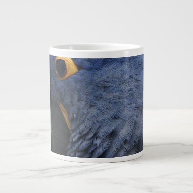 Large blue macaw on large coffee mug (Front)