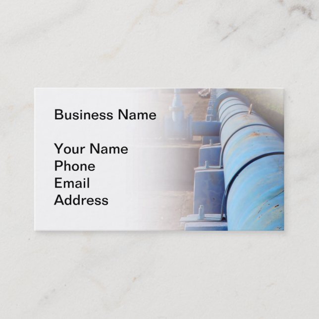 Large Blue Oil Pipeline For Refinery Business Card (Front)