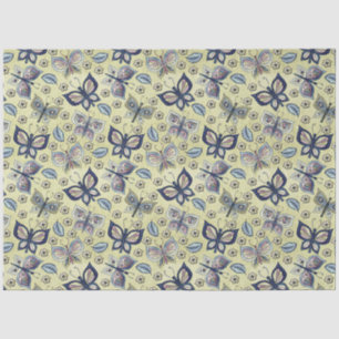 Large Blue Seamless Butterfly Pattern Decoupage Tissue Paper