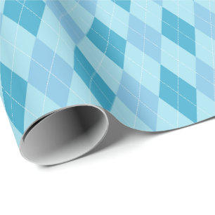 Large Blue Tones Argyle Wrapping Paper
