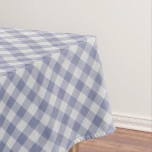Large Blue/White Gingham Checks Pattern Geometric Tablecloth