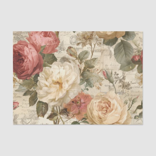 Large Blush Roses Tissue Paper (Front)
