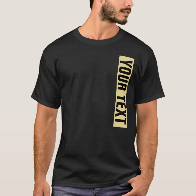 Large Bold Big Font Text Name Black & Gold Mens T-Shirt (Front)