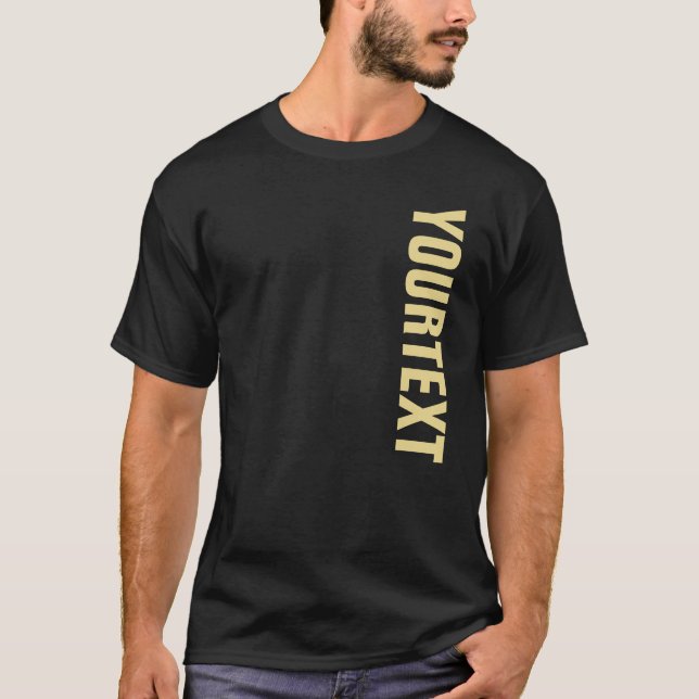 Large Bold Big Font Text Name Mens Black & Gold T-Shirt (Front)