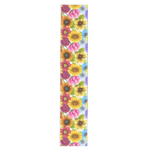 Large Bold Botanical Colourful Flowers Medium Table Runner