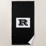 Large Bold Outlined Black Monogram, Black Beach Towel<br><div class="desc">Personalise this cool large Bold Outlined Black Monogram on black background. Click “Customise” to change colours and type styles.</div>