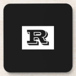 Large Bold Outlined Black Monogram, Black Coaster<br><div class="desc">Personalise this cool large Bold Outlined Black Monogram on black background. Click “Customise” to change colours and type styles.</div>