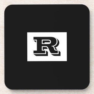 Large Bold Outlined Black Monogram, Black Coaster