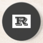 Large Bold Outlined Black Monogram, Black Coaster<br><div class="desc">Personalise this cool large Bold Outlined Black Monogram on black background. Click “Customise” to change colours and type styles.</div>