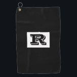 Large Bold Outlined Black Monogram, Black Golf Tow Towel<br><div class="desc">Personalise this cool large Bold Outlined Black Monogram on black background. Click “Customise” to change colours and type styles.</div>