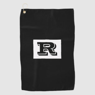 Large Bold Outlined Black Monogram, Black Golf Tow Towel
