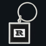 Large Bold Outlined Black Monogram, Black Keychain<br><div class="desc">Personalize this cool large Bold Outlined Black Monogram on black background. Click “Customize” to change colors and type styles.</div>
