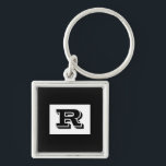 Large Bold Outlined Black Monogram, Black Keychain<br><div class="desc">Personalize this cool large Bold Outlined Black Monogram on black background. Click “Customize” to change colors and type styles.</div>