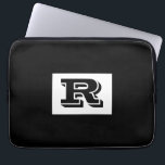 Large Bold Outlined Black Monogram, Black Laptop Sleeve<br><div class="desc">Cool large Bold Outlined Black Monogram on Black background. Click “Customise” to change colours and type styles.</div>