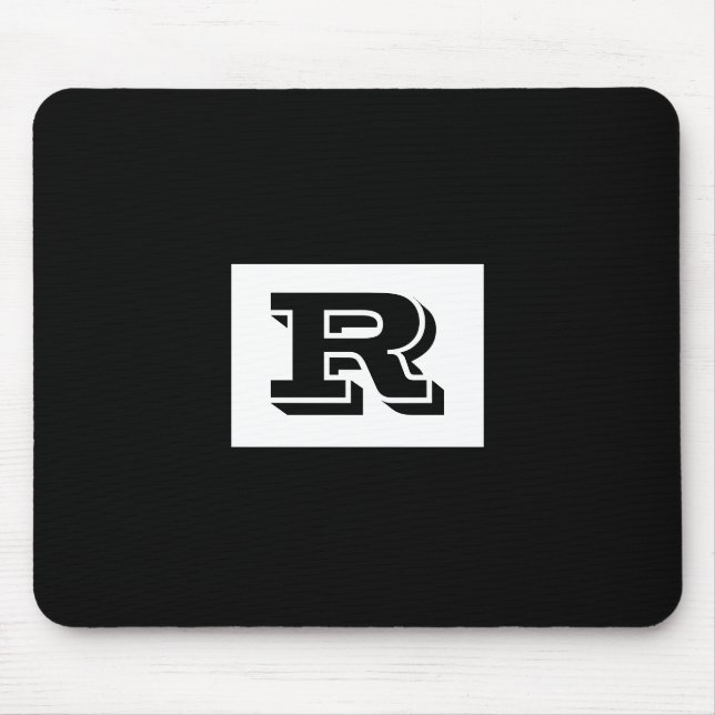 Large Bold Outlined Black Monogram, Black Mouse Pad (Front)