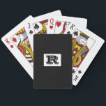 Large Bold Outlined Black Monogram, Black Playing  Cards<br><div class="desc">Personalise this cool large Bold Outlined Black Monogram on black background. Click “Customise” to change colours and type styles.</div>