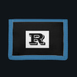 Large Bold Outlined Black Monogram, Black Trifold Wallet<br><div class="desc">Personalise this cool large Bold Outlined Black Monogram on black background. Click “Customise” to change colours and type styles.</div>