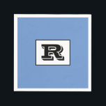 Large Bold Outlined Black Monogram, Blue Napkin<br><div class="desc">Personalise this cool large Bold Outlined Black Monogram on Blue background. Click “Customise” to change colours and type styles.</div>