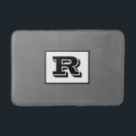 Large Bold Outlined Black Monogram, Grey Bath Mat<br><div class="desc">Personalise this cool large Bold Outlined Black Monogram on Grey background. Click “Customise” to change colours and type styles.</div>