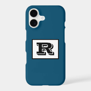 Large Bold Outlined Black Monogram, Ocean Blue