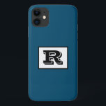 Large Bold Outlined Black Monogram, Ocean Blue iPhone 11 Case<br><div class="desc">Personalise this cool large Bold Outlined Black Monogram on ocean blue background. Click “Customise” to change colours and type styles.</div>