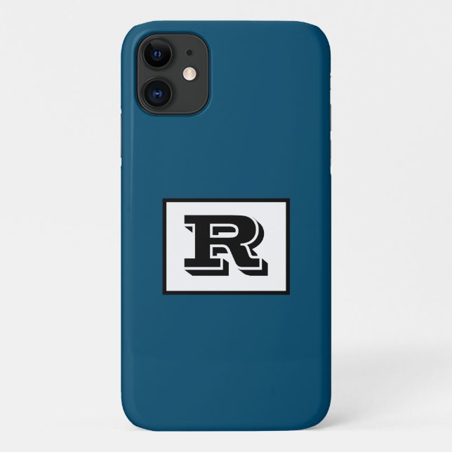 Large Bold Outlined Black Monogram, Ocean Blue Case-Mate iPhone Case (Back)