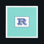 Large Bold Outlined Blue Monogram on Light Teal Napkin<br><div class="desc">Personalise this cool,  large Bold Outlined Blue Monogram on Light Teal background.</div>