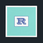 Large Bold Outlined Blue Monogram on Light Teal Napkin<br><div class="desc">Personalise this cool, large Bold Outlined Blue Monogram on Light Teal background.</div>