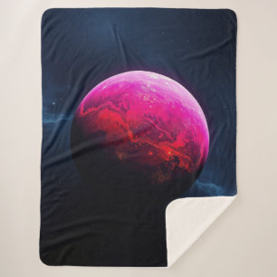 Large Bright Red Planet Sherpa Blanket