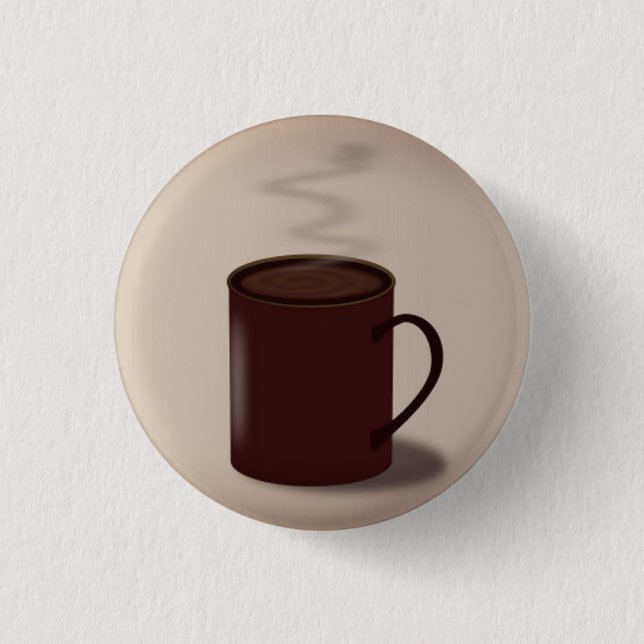 large brown cup of hot chocolate 3 cm round badge (Front)