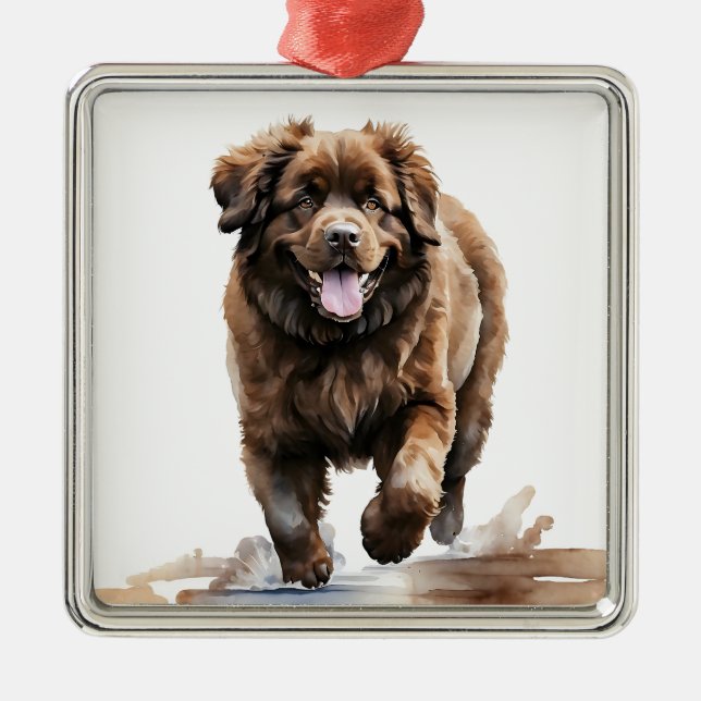 LARGE BROWN NEWFOUNDLAND DOG METAL ORNAMENT (Front)