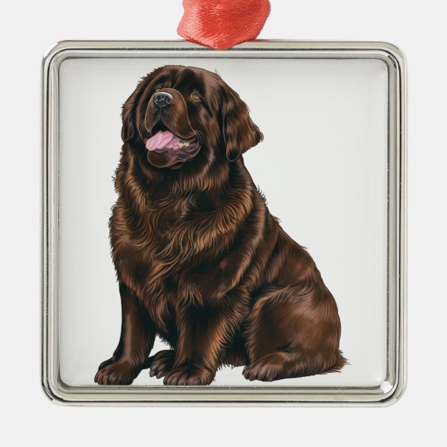 LARGE BROWN NEWFOUNDLAND DOG METAL ORNAMENT (Front)