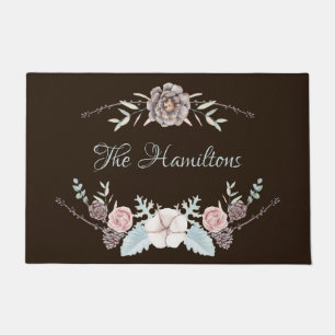 Large Brown Winter Foliage Personalised Doormat