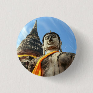Large Buddha in Ayutthaya, Thailand 3 Cm Round Badge