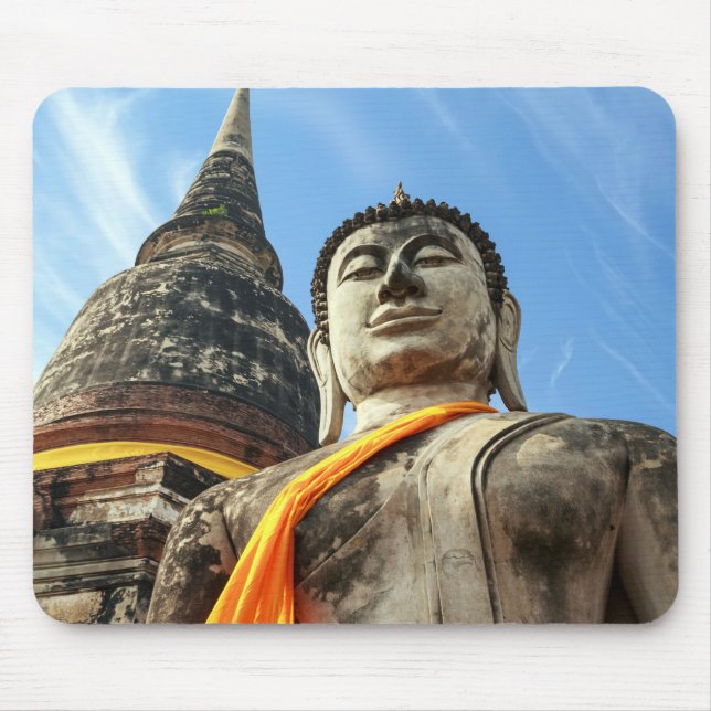 Large Buddha in Ayutthaya, Thailand Mouse Pad (Front)