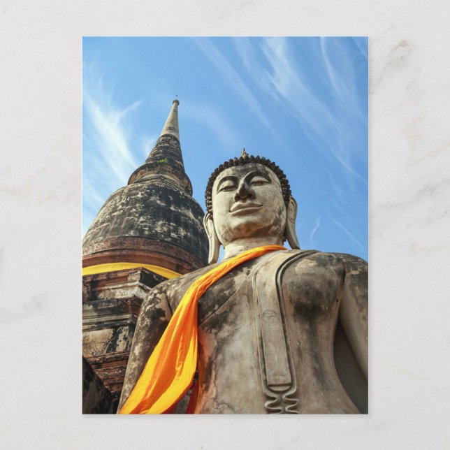 Large Buddha in Ayutthaya, Thailand Postcard (Front)