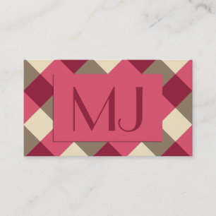 Large Buffalo Check, burgundy, cream and taupe Business Card