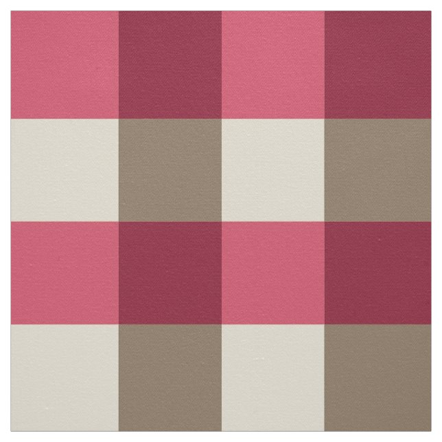 Large Buffalo Check, burgundy, cream and taupe Fabric (Swatch)